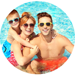 Happy Family in Swimming Pool